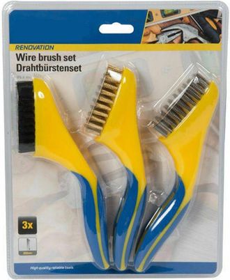 Trade Shop Trade Shop - 3 X Spazzole Pulizia Metallo Acciaio Kit Pittura Spazzola Per Ferro Fai Da Te