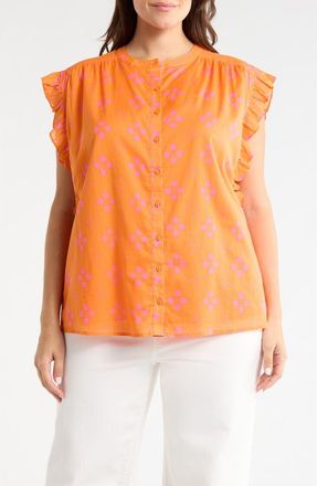 Sugarlips Donna Dot Top in Orange-Pink at Nordstrom, Size 2X
