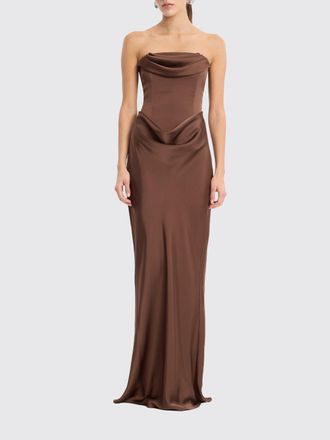 Rotate Off-the-Shoulder Draped Satin Bustier Gown