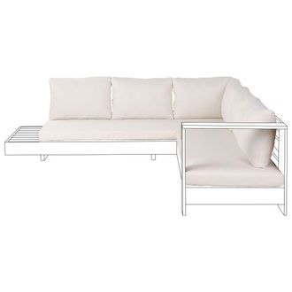 Beliani Conjunto De Fundas De Coj&iacute;n De Exterior Para Sof&aacute; Esquinero De Jard&iacute;n Fundas De Asiento Y Respaldo Blanco Crema Marettimo