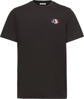 Moncler Triple Logo Cotton T-Shirt - male - Moncler - T-Shirts - Black - 3XL - Tops