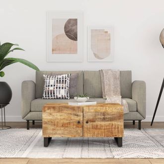 vidaXL Vidaxl - Mesa De Centro Madera Maciza Mango Y Contrachapada 80x50x40 Cm