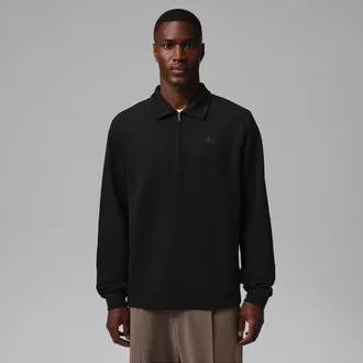 Nike Jordan Mens Jordan 1/4-Zip Collared Long-Sleeve Golf Top in Black | IQ1392-010