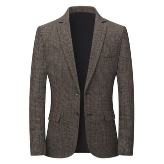 Generic Mens Casual Blazer Retro Plain Slim Fit Tweed Blazer Long Sleeve Herringbone Patterned Jacket Smart Casual Office Business Suit Jacket Formal Wedding 