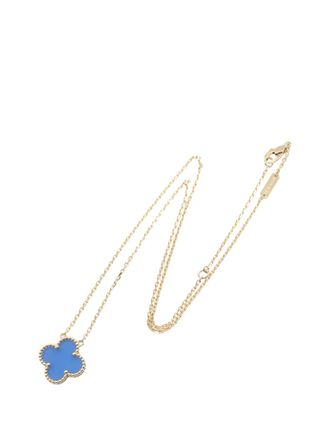 Van Cleef & Arpels 2024-2025 18K Yellow Gold and Blue Agate Vintage Alhambra Pendant necklace