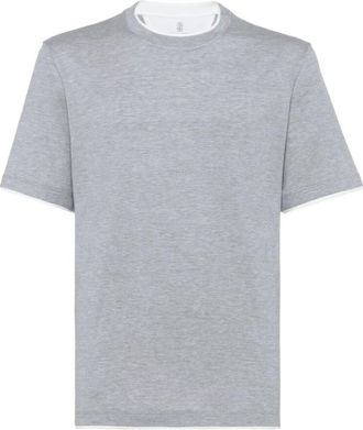 Brunello Cucinelli Grijze Jersey Crew Neck T-shirt - Heren - T-shirts - Grijs - S - Katoen - Tops
