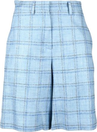 Ballantyne Zijde Linnen Wol Bermuda Shorts - Dames - Korte Broeken - Blauw - S - Wol - Korte Broeken