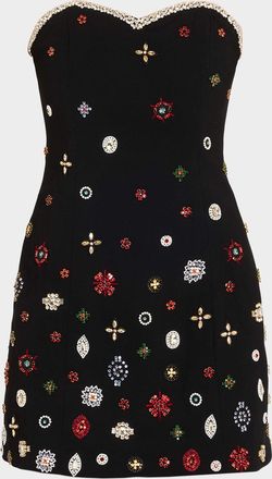 Alice & Olivia Iva Embellished Satin Mini Dress