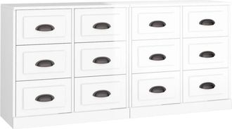 vidaXL Aparadores 2 uds madera contrachapada blanco brillo Vidaxl