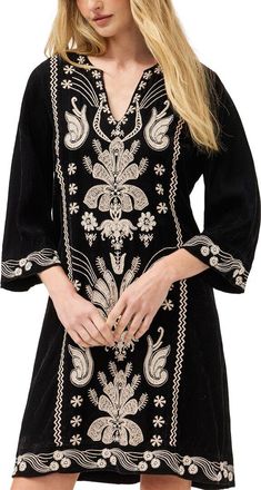 Johnny Was Petite Seamed Swing Mini Dress