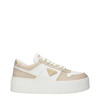 Prada Sneakers Downtown Bold Damens Leder Wei&szlig;/W&uuml;ste