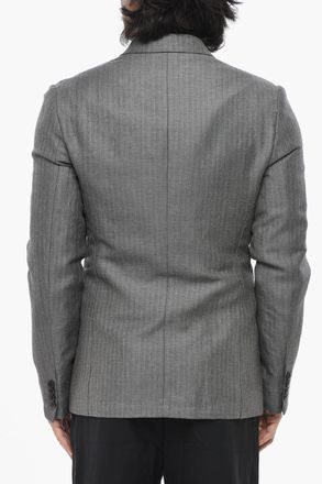 Dries Van Noten Blazer in Misto Lino con 3 Bottoni e Tasche Ad Aletta Dries Van Noten
