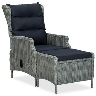 vidaXL Vidaxl - Sill&oacute;n Reclinable De Jard&iacute;n Con Reposapi&eacute;s Rat&aacute;n Pe Gris Claro