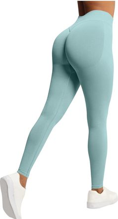 Generic Seamless Scrunch Bums Leggings Solid Color Gym Butt Lifting High Waist Leggings Buttery Soft Workout Trouses for Women Push Up Yoga Pants Exercise Run
