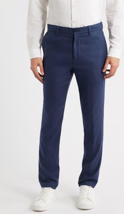 Bugatchi Aerolinen Linen Blend Chinos in Navy at Nordstrom, Size 33 X 32