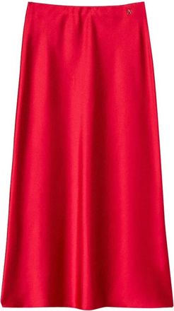 Twin-Set Longuette Rok - Dames - Midirokken - Rood - M - Satijn - Rokken