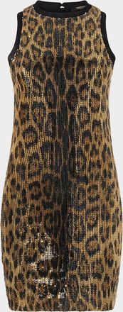 Roberto Cavalli Jaguar-Print Sequined Mini Dress