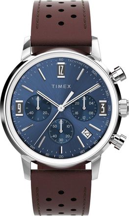 Timex Marlin Chronograph Leather Strap Watch, 40mm in Stainless Steel at Nordstrom