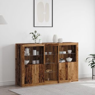 Berkfield Home Sideboard with LED Lights Old Wood 162x37x100 cm Engineered Wood in Brown | Size: 162 x 37 x 100 cm