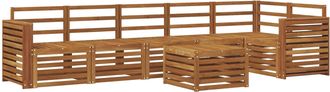 vidaXL Conjunto De Sof&aacute;s De Exterior 7 Uds. Natural Poli&eacute;ster Vidaxl