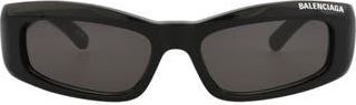 Balenciaga 57mm Rectangle Sunglasses in Black Black Grey at Nordstrom Rack