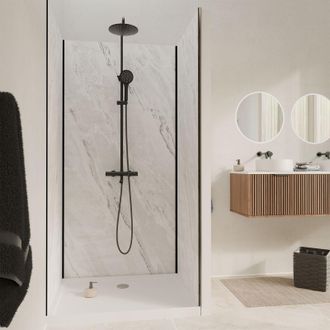 Aurlane Pack De 3 Paneles Murales Piedra Artic Storm 90+120+90 Y Perfiles Negros