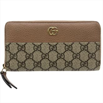 Gucci Beige Gg Leather Pvc Long Wallet (Bi-Fold) (Pre-Owned)