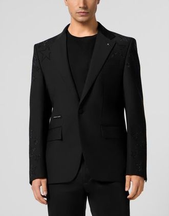 Philipp Plein Blazer Gigolo Fit Stars Stones Men in Black at Nordstrom, Size 54
