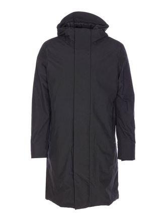 Save The Duck Black Coat With Zip And Buttons Closure