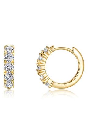 Lafonn Bella Pav&eacute; Simulated Diamond Huggie Hoop Earrings in Gold at Nordstrom