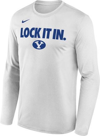 Nike BYU 2026 On-Court Bench Nike Mens Dri-FIT College Long-Sleeve T-Shirt in White | M22284P870BGYU-WHT