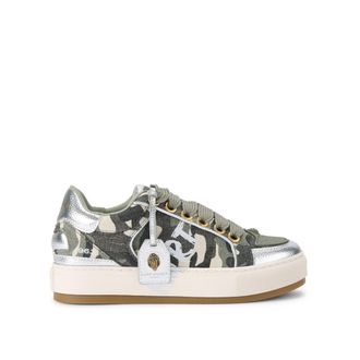 Kurt Geiger Womens Canvas Southbank Tag Sneakers - Green
