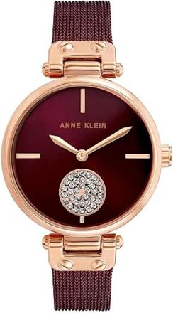 Anne Klein Womens Crystal Burgundy Dial Watch
