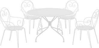 Vente-Unique Conjunto de mesa y sillones de jard&iacute;n de metal: Una mesa D.120cm y 4 sillones apilables - Blanco - GUERMANTES de MYLIA