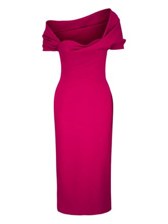 Carolina Herrera Claret draped off-shoulder midi dress - Pink