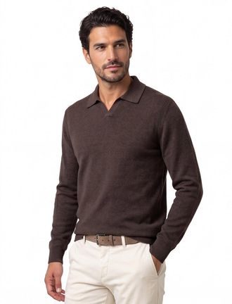Profuomo polo lange mouw Profuomo bruin