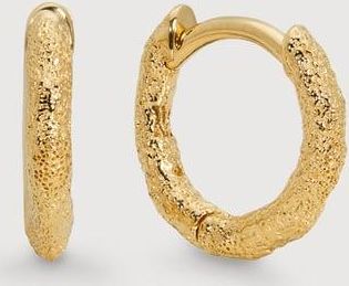Monica Vinader Gold Antica Textured Mini Huggie Earrings