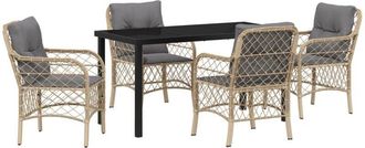 vidaXL Garden Dining Set with Cushion 5 pcs Beige Poly rattan Vidaxl