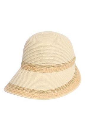 Calvin Klein Metallic Raffia Straw Reader Hat in Natural at Nordstrom Rack