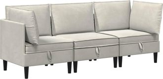 vidaXL Juego De Muebles De Sal&oacute;n 3 Uds. Crema Terciopelo Vidaxl