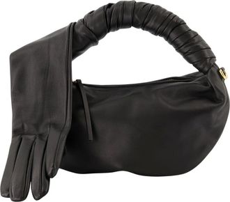 Moschino Tassen, Dames, Zwart, ONE Size, Zwarte Handschoen Tas Herfst-Winter 2025