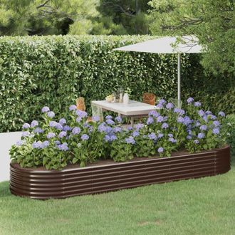 vidaXL Vidaxl - Jardinera Arriate Acero Galvanizado Marr&oacute;n 322x100x36cm