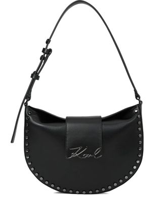 Karl Lagerfeld K/Signature stud-embellished shoulder bag - women - Leather - One Size - Black