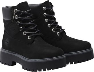 Timberland Womens Stone Street Leather Jet Black Boots 4.5 UK