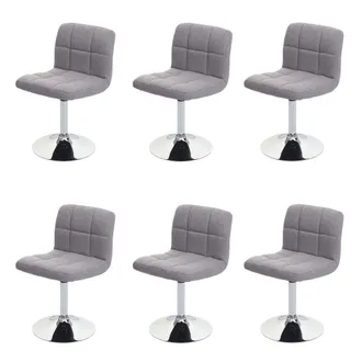 Hhg Hhg - Non Utilizzato] Set 6x Sedie Lounge Kavala Elegante Moderno Tessuto 44x43x76cm Grigio Chiaro