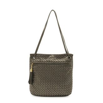 Bottega Veneta Metallic Gray Intrecciato Shoulder Bag Tote Bag (Pre-Owned)