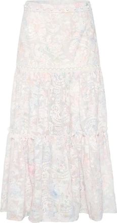 IXIAH Gonna lunga Affliction a fiori con ruches - Bianco