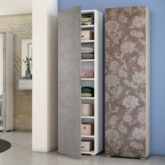 Terraneo Terraneo - Mueble Con Puerta Siete Estantes Blanco Con Puerta De Hormig&oacute;n