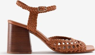 Souliers Martinez Flechtsansalen aus Leder mit Blockabsatz Capri 70