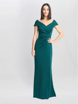 Gina Bacconi Womens Carolyn Off The Shoulder Maxi Dress - Green - Size 18 UK